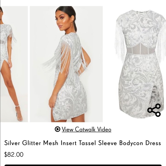 PRETTY LITTLE THING - Glitter Mesh Bodycon Dress - Picture 5 of 7